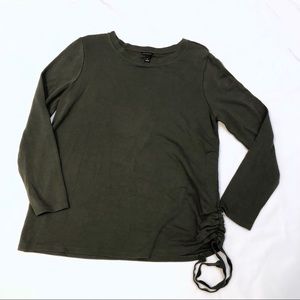 Ann Taylor Side Bunch Green Long Sleeve Shirt M